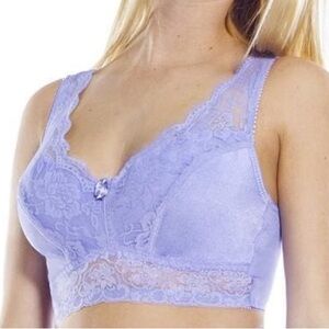 Rhonda Shear Lavender Lace Wireless Bra Size L Comfort Bralette